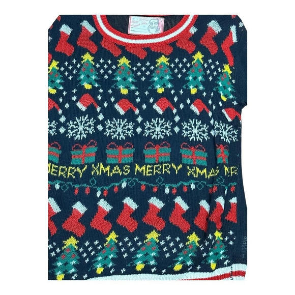 Ugly Christmas Sweater Womens Small Festive Xmas Trees Stockings Pullover - Picture 2 of 8